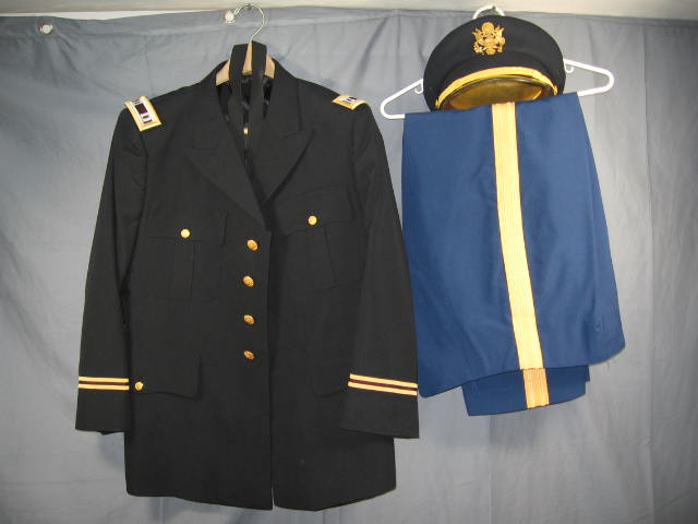 US Army Class A Uniform +Dress Blues + Shirts Caps Pins 15