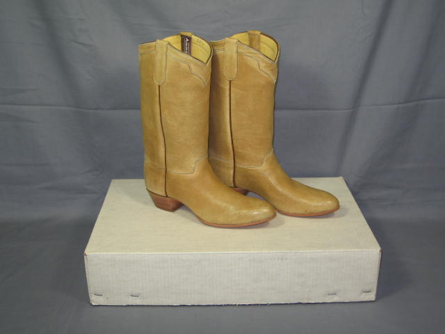 Ladies Ammons Camel Elk Leather Cowboy Boots 8 1/2 D NR 1