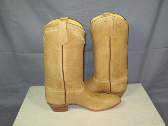 Ladies Ammons Camel Elk Leather Cowboy Boots 8 1/2 D NR 2