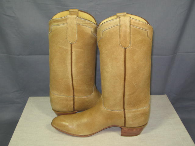 Ladies Ammons Camel Elk Leather Cowboy Boots 8 1/2 D NR 3