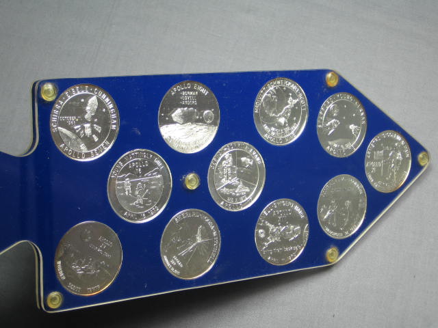 13 Silver Coin Medal Lot Apollo 7-17 Skylab Challenger+ 1