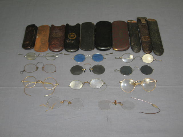 11 Antique Eyeglass Sunglass Spectacle Lot Gold Filled+