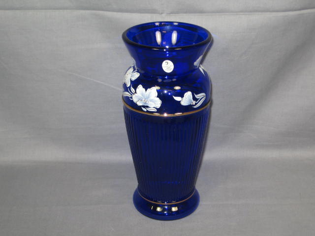 Fenton Cobalt Landmark Vase Ruffled Bowl + 1
