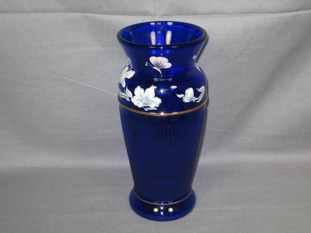Fenton Cobalt Landmark Vase Ruffled Bowl + 2