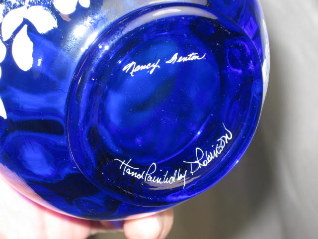 Fenton Cobalt Landmark Vase Ruffled Bowl + 6