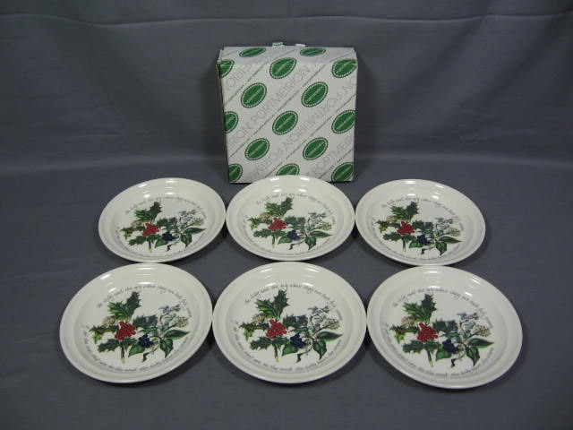 6 NEW Portmeirion Holly And Ivy Salad Plate Set Lot NR!