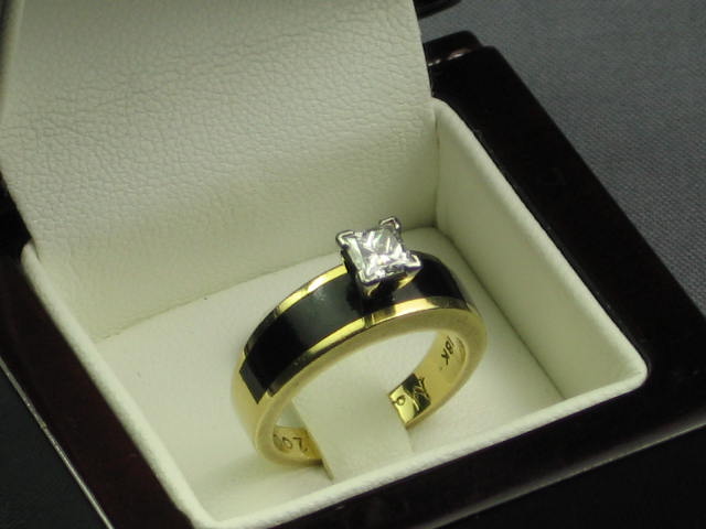 Bernard Passman Black Coral .50ct Diamond 18K Gold Ring