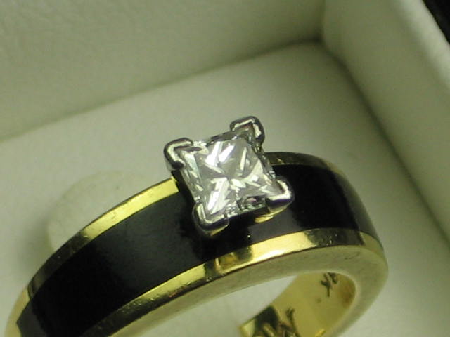 Bernard Passman Black Coral .50ct Diamond 18K Gold Ring 1