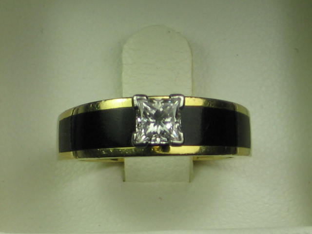 Bernard Passman Black Coral .50ct Diamond 18K Gold Ring 2