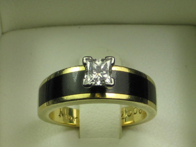 Bernard Passman Black Coral .50ct Diamond 18K Gold Ring 3