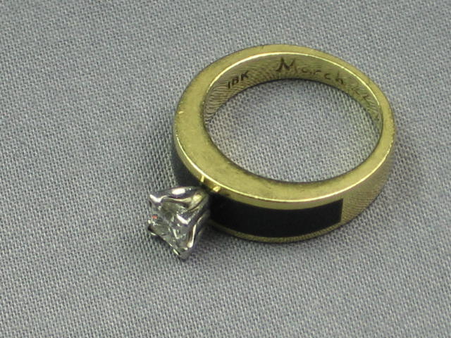 Bernard Passman Black Coral .50ct Diamond 18K Gold Ring 5