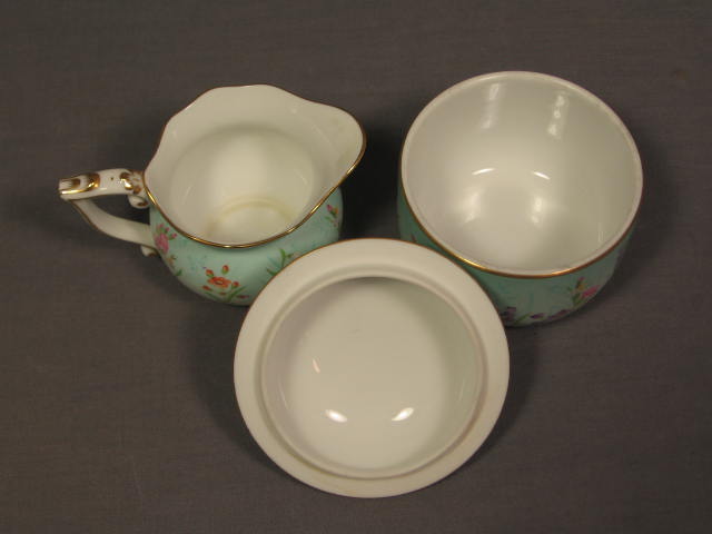 Antique Herend Porcelain Floral Creamer + Sugar Bowl NR 3