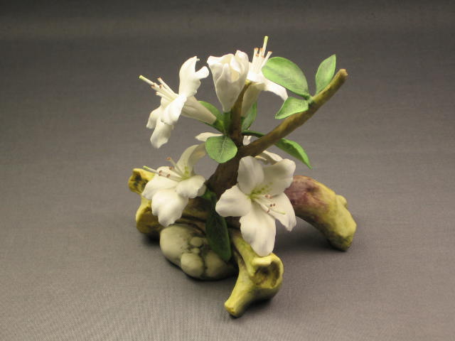 Signed Connoisseur Of Malvern White Azalea Flower Boehm 2