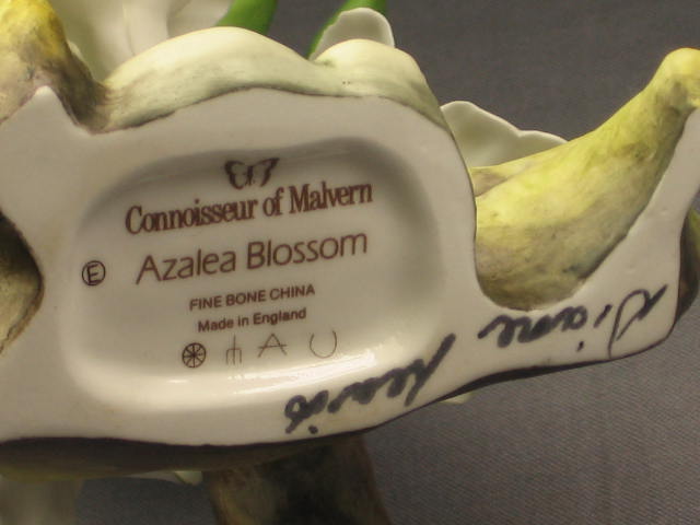 Signed Connoisseur Of Malvern White Azalea Flower Boehm 4