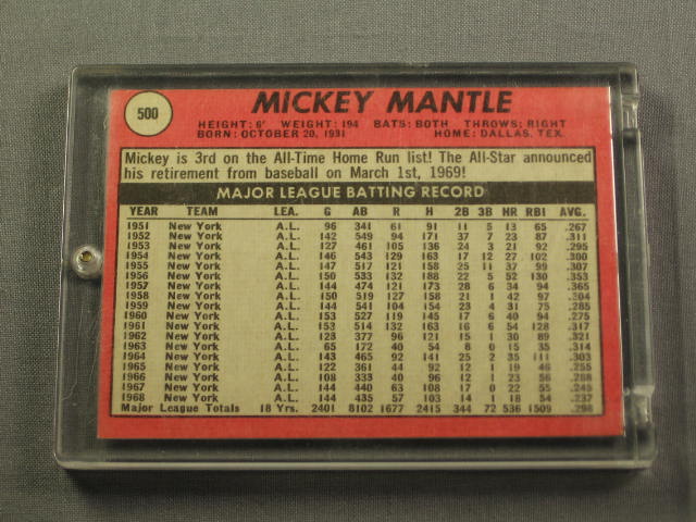 1964 Topps Mickey Mantle #50 + 1969 #500 Yankees Cards 4