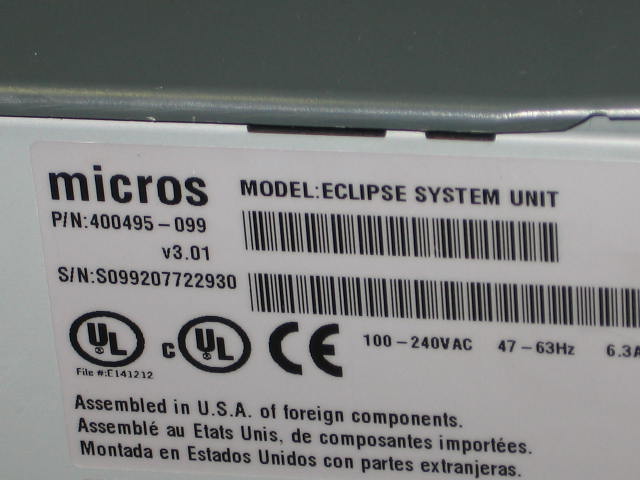 Micros Eclipse Touchscreen POS Workstation Terminal NR! 7