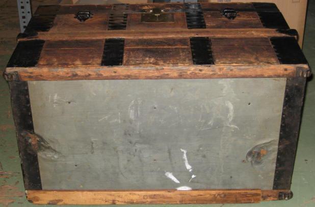 Antique 1800s Victorian Wooden Steamer Trunk Wood Chest Patented July 1 77 NR 5