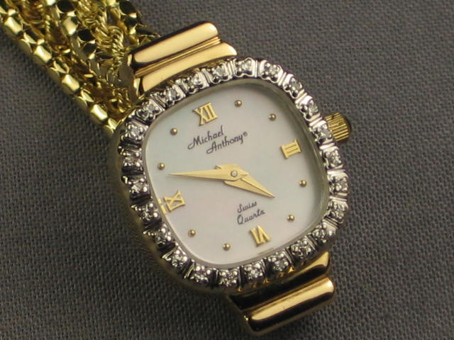 Ladies Michael Anthony 14K Gold Diamond Wristwatch NR!