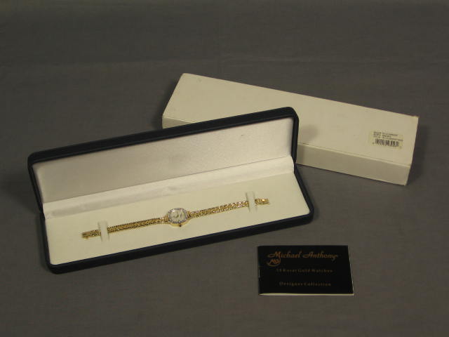 Ladies Michael Anthony 14K Gold Diamond Wristwatch NR! 1