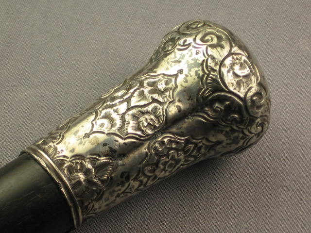 Antique Engraved Silver Presentation Cane Walking Stick