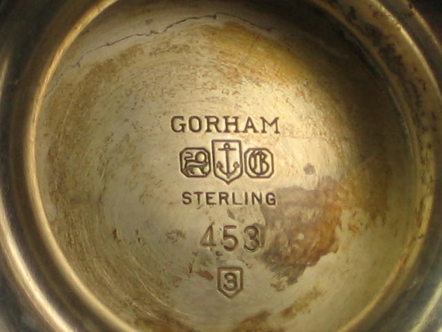 Antique Gorham Sterling Silver Creamer Sugar Bowl 17 oz 9