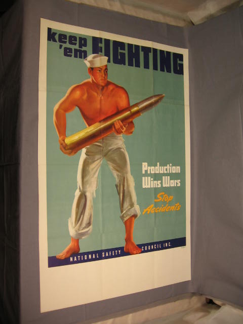 Original 1940s WWII Navy War Poster Keep 