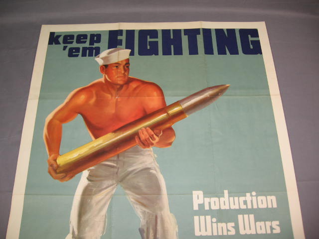 Original 1940s WWII Navy War Poster Keep 