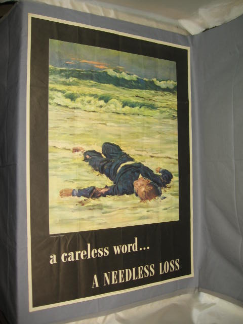 Original 1943 WWII Poster A Careless Word Needless Loss