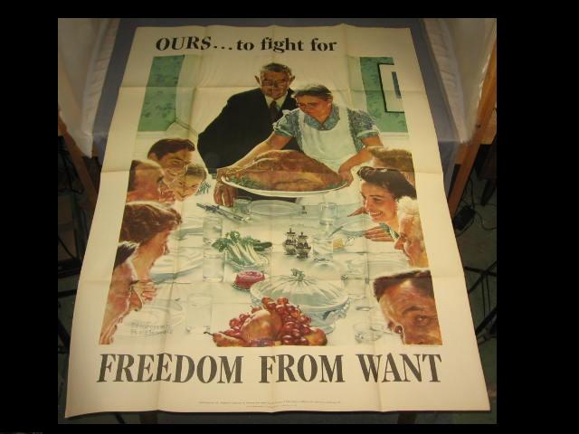 Original Norman Rockwell WWII Poster Freedom From Want