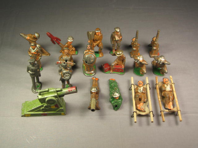 18 Rare Vtg Lead Toy Soldier Lot Barclay Manoil+ Cannon