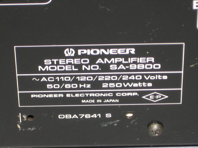 Vintage Pioneer SA-9800 Integrated Stereo Amplifier Amp 9