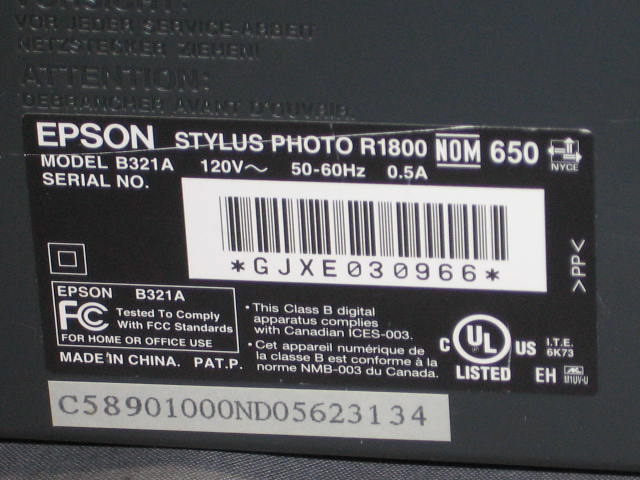 Epson Stylus Photo R1800 Wide Format Inkjet Printer NR! 6