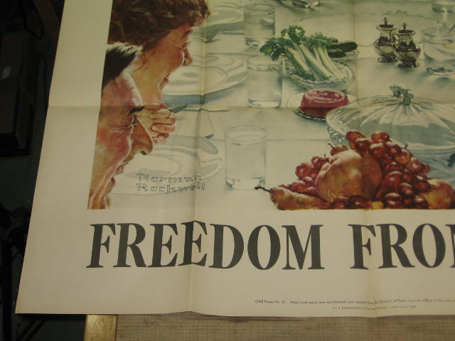 Original Norman Rockwell WWII Poster Freedom From Want 3