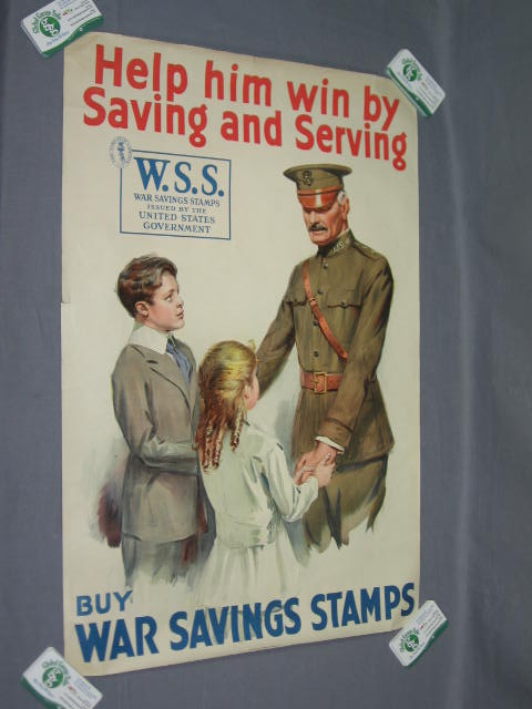 Vintage Original 1918 WWI Poster WSS War Savings Stamps