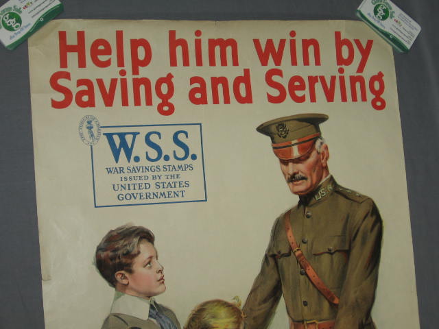 Vintage Original 1918 WWI Poster WSS War Savings Stamps 1