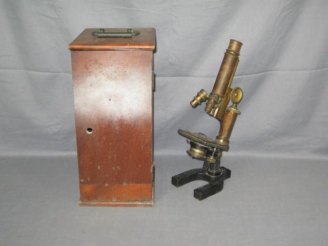 Vintage Antique Bausch & Lomb Microscope W/ Wooden Case