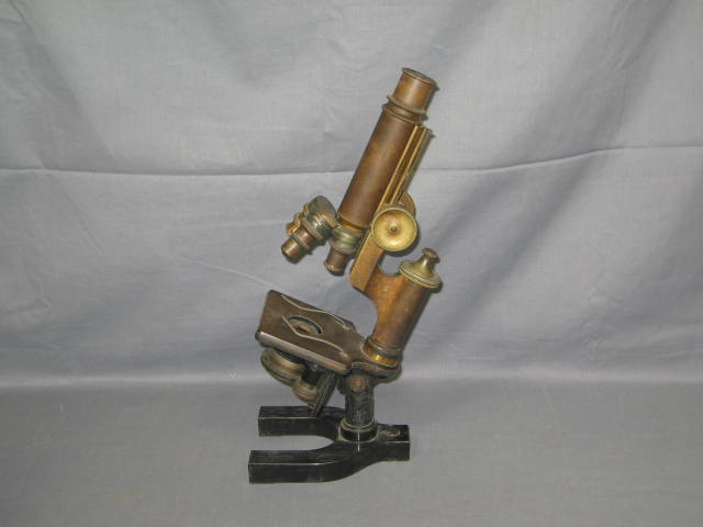 Vintage Antique Bausch & Lomb Microscope W/ Wooden Case 1