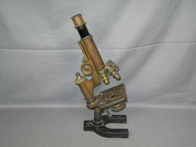 Vintage Antique Bausch & Lomb Microscope W/ Wooden Case 2