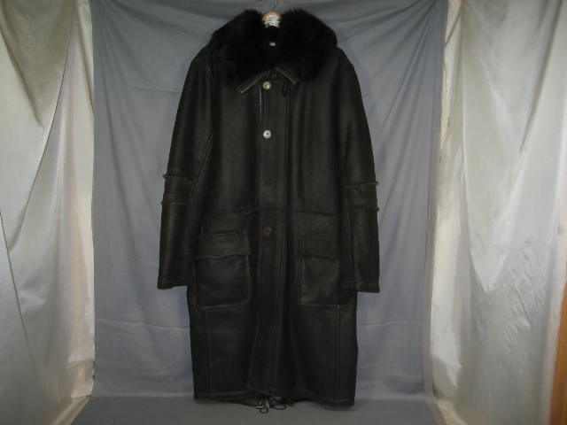 Mens XL Aston 3/4 Length Shearling Leather Coat Jacket