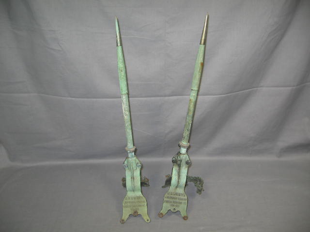 2 Antique 1928 Hawkeye #28 Lightning Rods Weathervanes