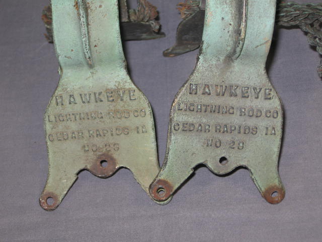 2 Antique 1928 Hawkeye #28 Lightning Rods Weathervanes 1