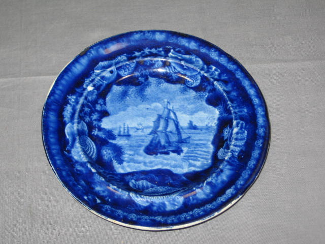 Historic Staffordshire Flow Blue Plate 5.75" Wood Co NR