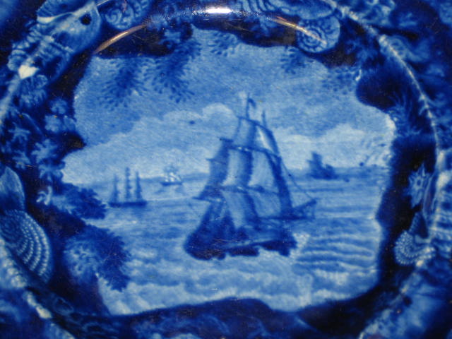 Historic Staffordshire Flow Blue Plate 5.75" Wood Co NR 1