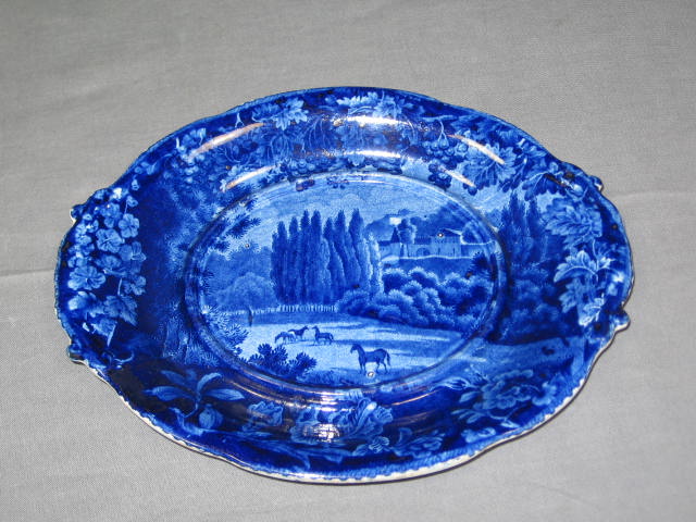 Historical Staffordshire Flow Blue Plate 8" Wood Co NR!