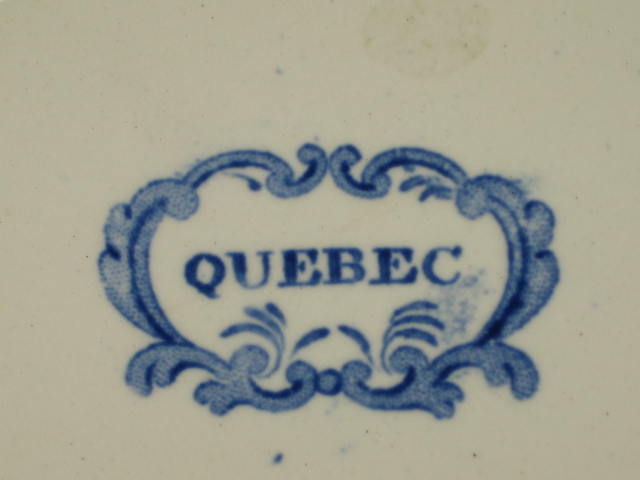 Historical Staffordshire Flow Blue Plate Bowl 9" Quebec 3