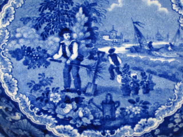 Historical Staffordshire Flow Blue Bowl Franklins Moral 1
