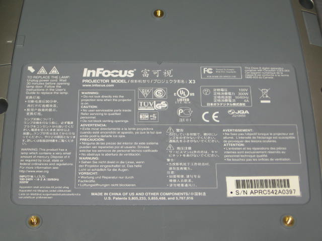 InFocus Model X3 DLP Home Theater Projector W/ Box NR! 7