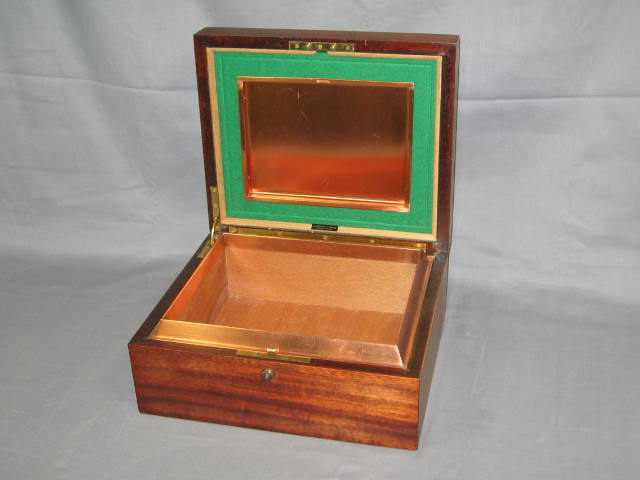 Vtg Dunhill Wooden Wood Humidor Cigar Box Chest Copper