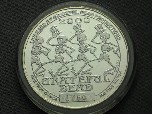 2 Grateful Dead Jerry Garcia .999 Silver Ounce Coins NR 4