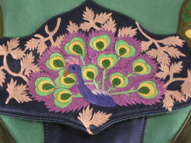 Oovoo Silk Embroidered Leather Shoulder Bag Handbag NR 3